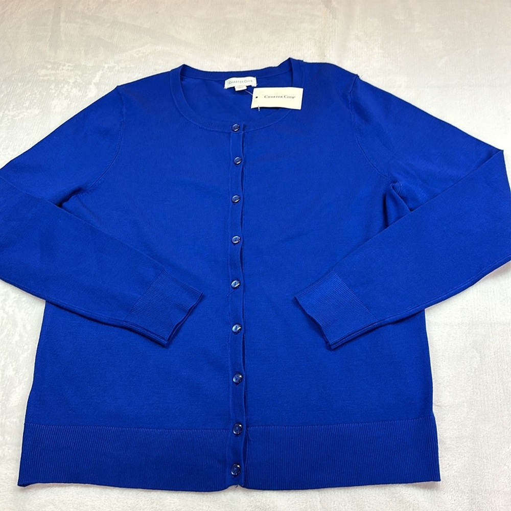 Charter Club Women's Blue Crew Neck Sweater - Picture 7 of 8